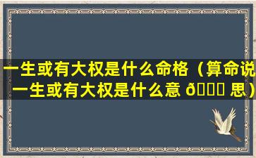 一生或有大权是什么命格（算命说一生或有大权是什么意 🐛 思）